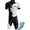 VOXCAUTQ Body Ciclismo Uomo Maniche Corte con Fondello Spessorato | Trisuit Completo Bici da Corsa per Lunghe Distanze | Abbigliamento per Indoor Cycling, Spinning & Triathlon