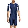 YAOTT Costume Intero da Uomo Boyleg Costume da Bagno a Maniche Corte Asciugatura Rapida Tuta da Surf Canottiera Body Costumi da Bagno da Allenamento Pantaloncini da Boxer da Bagno Navy 4XL