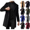 OBiQuzz Cappotto invernale da uomo, elegante e caldo, in lana con colletto a risvolto, slim fit, giacca da lavoro da uomo, caldo cappotto per le mezze stagioni, per il tempo libero, lunghezza media,