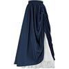 Generic Gonna medievale da donna a doppio strato, in vita elasticizzata, con volant, linea ad A, sottoveste, gonna a strati, per Halloween e carnevale
