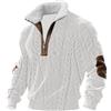 generic Pullover da uomo con cerniera a 1/4 felpa in pile collo alto invernale casual pullover caldo vestibilità regolare felpe a maniche lunghe top con toppe sui gomiti, bianco, 3XL