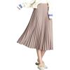 CAMILIFE Donne Ragazze Gonna a Pieghe Gonna Midi Gonna di Media Lunghezza Gonna Plissettata in Fibra d'argento Fascia Elastica in Vita per la Primavera Autunno Lunghezza della Gonna 75cm - Tinta Unita