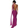 JUMISEE Abito Lungo Sexy Monospalla Schiena Scoperta, Elegante Anello con Volant, Senza Maniche, Abito da Sera, Abito Lungo, Abito da Cocktail