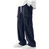 Oanviso Pantaloni in Velluto a Coste da Uomo Casual Baggy Cargo Pantalonis della Tuta Elasticizzati in Vita Dritti Sport Pants da Corsa A Marina XXL