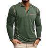 YawYews Maglia Maniche Lunghe Uomo Maglietta T Shirt con Cappuccio Tasca Bottoni Slim Fit Casual Tshirt Verde 3XL