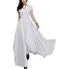 ORANDESIGNE Vestiti della Sera Lungo da Donna Abito Cerimonia in Chiffon Abito da Damigella d'Onore Scollo a V Abito da Cocktail Party Abito Estivo a Maniche Corte A Bianco M