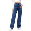 ORANDESIGNE Jeans da Donna a Gamba Larga in Denim Pantaloni Dritti Y2k Jeans a Vita Alta Jeans vestibilità Comoda Jeans Larghi B Blu Scuro S
