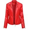 Peuignao Giacca Ecopelle Donna Giubbotto Giubbino Ecopelle Donna Giacca Biker Jacket Donna Giubbotto Similpelle Faux Leather Jacket Donna Giacche Ecopelle Giacca Bikers Finta Pelle Donna Stand-up Rosso XXL