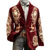 Generisch Giacca da uomo per Natale Sakko Cord Giacca natalizia Motivo natalizio Suit Motivo natalizio Giacche natalizie Outfit festivo Risvolto Blazer per feste Giacca natalizia per feste, 01 rosso