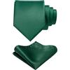 RBOCOTT Cravatta tinta unita e Pocket Square Set per gli uomini, Verde smeraldo, general