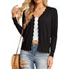 nicticsi Elegante Cardigan da Donna Casual Maglione in Maglia Scollo a V Lace Sweater Elastico Leggero Giacca a Maniche Lunghe Tinta Unita/Strisce