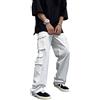 ORANDESIGNE Pantaloni Cargo Uomo Pantaloni con Tasche Laterali Pantalone Tasconato Multitasche Cargo Pants Loose vestibilità Ampia Casual B Bianco M