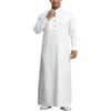 RUMAOZIA Abaya Uomo Caftano Abbigliamento da preghiera per Uomini Vestiti Musulmani Casual Camicie Bottone Down Collo Tunica Kurta Manica Lunga Thobe Nero Bianco Camicia Tradizionale Indiano Musulmano