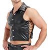 YUFEIDA Canottiere da uomo in finta pelle senza maniche, canotte aderenti muscolari, gilet, canottiere alla moda, XXL