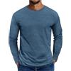 ORANDESIGNE Tshirt Uomo Cotone Manica Lunga Maglietta Basico Girocollo Maglia Basic T-Shirt Palestra Casual Sportiva Leggera A Blu XXL