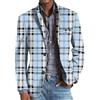 ZDSUHYIW Giacca a quadri, da uomo, vintage, casual, per le mezze stagioni, business, corto, elegante, invernale, per il tempo libero, con tasche, giacche moderne da uomo, Blu, XXL