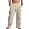 Generico Pantaloni Lino Uomo Estivi Pantalone Leggeri Abbigliamento Larghi Leggero Bermuda Curvy Indumento Largo Morbidi di Comodo Lunghi Elegante Larga