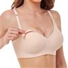 Vinfact Reggiseno Liscio per Allattamento, Senza Cuciture, per Gravidanza, Senza Ferretto, con prolunga Extra per Reggiseno, New-Nudo, M
