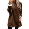 Generico Felpa Donna Foderata in Pile Senza Cappuccio, Pullover Oversize Morbido e Caldo per Inverno, Maglia Casual a Manica Lunga Girocollo Tinta Unita