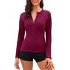 Tuopuda Rash Guard Donna Maniche Lunghe Maglietta Anti UV UPF50+ Top Protezione Solare Camicie da Bagno Asciugatura Rapida con Chiusura Lampo per Nuoto Surf Snorkeling