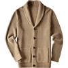 ZHILI Cardigan di Spessore Slim Fit Casual del Collo di Scialle degli Uomini_Apricot_Medium