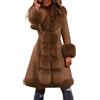 Generico Cappotto Donna in Pelliccia Sintetica Lunga Giubbotto Aperta Sul davanti Pellicce Ecologiche Morbida Pellicciotto Curvy Giacca Elegante invernale Cappotti da Donna Cachi 5XL