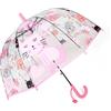 Meichoon Ombrello trasparente per bambini, 70 cm, a cupola, antivento e impermeabile, apertura automatica, per ragazzi e ragazze, Colore: rosa., S