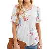 GRECERELLE Top estivo da donna con scollo a V, elegante maglietta plissettata sul davanti per le donne UK con volant a maniche corte camicette tunica, Colore: bianco rosato., L