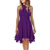 Generic Abito da sposa da donna, elegante, lungo, senza maniche, da cocktail, da cocktail, da ballo, da cocktail, da damigella d'onore, con orlo irregolare, elegante, lunghezza al ginocchio, per feste, Lilla