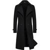 Generisch Cappotto Lungo da Uomo in Lana, Trench da Uomo Slim Fit, Giacca a Vento a Due Righe per Business, Giacca Casual per Ufficio Stile Inglese, Blazer Lungo Monocromatico, Sakko Classico ed
