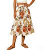 ROFUSSO Gonna Midi Elegante a Fiori da Donna Gonne Estive a Vita Alta con Linea ad A Gonna da Spiaggia Gonne Casual in Tinta Unita(C-Beige,M)