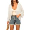 GRACE KARIN Cardigan aperto sul davanti con maniche a 3/4 a pipistrello per le donne leggero cardigan estivo all'uncinetto scavato