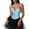 VONMELLI - Corsetto Bustier in Pizzo, Top Push-Up, Shapewear Intima, Costume Cosplay, azzurro, S