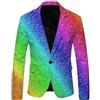 pvucpot Blazer Uomo Glitter Abito da Uomo Slim Fit Nero Giacche Risvolto Paillettes Festivo Casual Classic Una Fibbie Giacca Vestito Top Outwear Partito Spettacolo Cappotto Costume