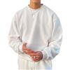 Oanviso Manica Lunga Sweatshirt da Uomo Senza Cappuccio Felpe a Girocollo Tinta Unita/Stampabili Pullover Polsini e Vita Elastici Felpe Basic Crewneck Sweatshirt Casual Sportivo Felpe A Bianco M