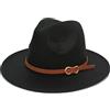HEYANN - Cappello Fedora da Uomo, Cappello in Feltro da Uomo con Visiera Larga, Cappello Classico da Uomo, Cappello Panama da Donna, Cappello Trilby da Uomo in Feltro per Festa, Nero , L