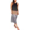 liangp Abito da donna casual lungo in cotone e lino con spacco e gradiente e fantasia batik camicia pizzo donna abito bianco stretto, grigio scuro, M