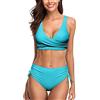 heekpek Costume da Bagno Donna Due Pezzi Costumi Push Up Scollo a V Top Bikini con Lacci Incrociati sul Retro e Pantaloncini da Bagno con Coulisse Laterale a Pieghe Bikini Donna Mare, Blu, XL