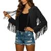 Generisch Giacche in similpelle da donna, alla moda, con frange occidentali, in pelle, da motociclista, da cowgirl, da cowboy, O nero., S