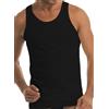 GARDA - 3pz Canotta Spalla Larga, Intimo Uomo,100% Cotone Pettinato Art.0021 (Nero, 4/M)