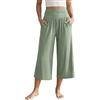 Generico Pantaloni Capri Donna Estivi Lino, Pantaloni Pinocchietto Donna Casual Larghi Comodi Pants Elastici in Vita Eleganti Pantalone Gamba Dritta Spiaggia Svago Pantaloni con Tasche