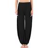 Hoerev Pantaloni da Donna Morbidi a Fessura Harem Dance Yoga Pilates, Nero, L