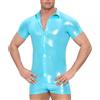 Landofgenie Body per Uomo in Metallo Optico, Pyjama a Maniche Corte, Bodysuit Monopezzo per Uomo