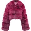 QUEEN HELENA Pellicciotto Corto Invernale Caldo Giacca con Pelo Morbido Pelliccia Peloso Donna PLC006 Rosso