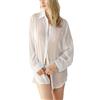 Haitpant Camicetta Sexy Lingerie Donna Classica Pulsante Bianco Camicia Trasparente Primavera Estate Chiffon Nighty Top, bianco, M