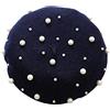 Ayuduots Cappello Basco con Strass di Perle francesi, Elegante Berretto in Tinta Unita, Berretto Piatto retrò da Artista Autunnale Invernale per Donna