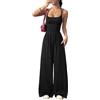 ticticlily Tuta Intera Donna Lunga Tutina senza Maniche con Spalline Jumpsuit Elastica Tute Slim Fit Elegante Sexy Playsuit A Nero M