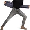 ziilay Jeans da uomo foderati Destroyed - jeans termici con pile caldo e elegante strappati con toppe in denim comodo tapered slim fit streetwear, 32W x 30L