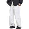 ORANDESIGNE Pantaloni Paracadute Uomo Y2K Baggy Cargo Sportivi Larghi Donna Streetwear Solido Vintage Loose Fit con Tasche Palazzo H Bianco XL