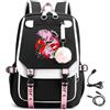 LKY STAR Hazbin Hotel Zaini Casual per Ragazze Donne,Backpack con Caricatore USB Presa per Le Cuffie,Molto Adatto per la Scuola, i Viaggi,22L
